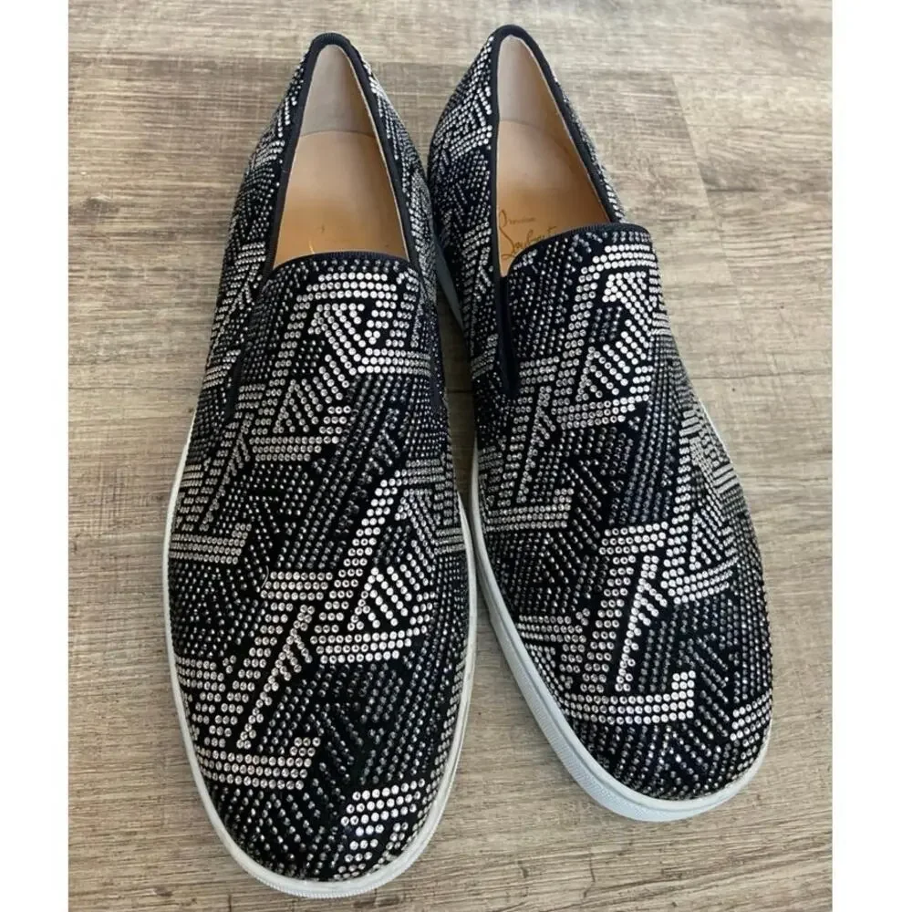 Christian Louboutin Rollerboat Studded Strass Pik Boat Shoes Size 40.5 7.5